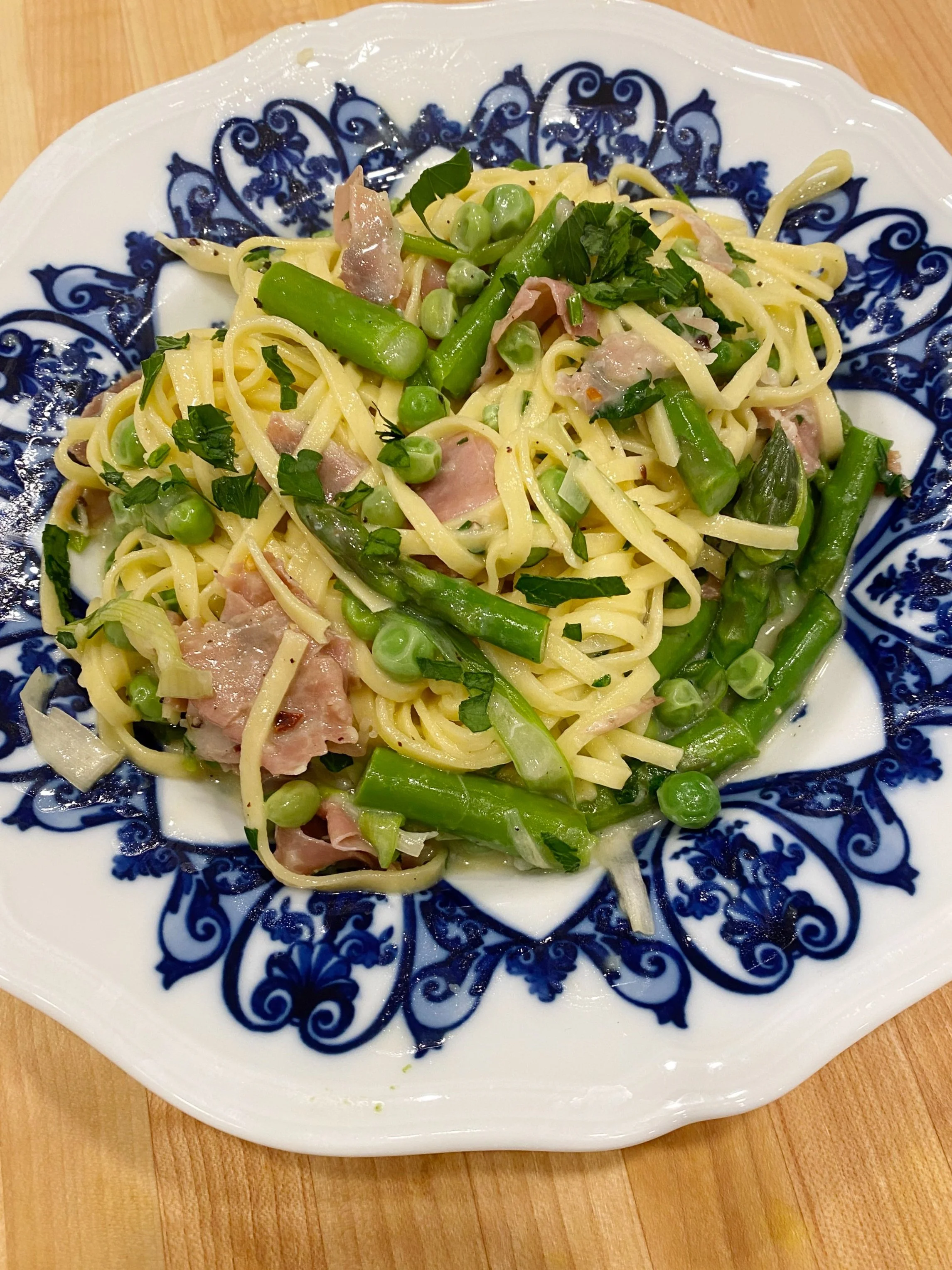 Carbonara with a Primavera Twist