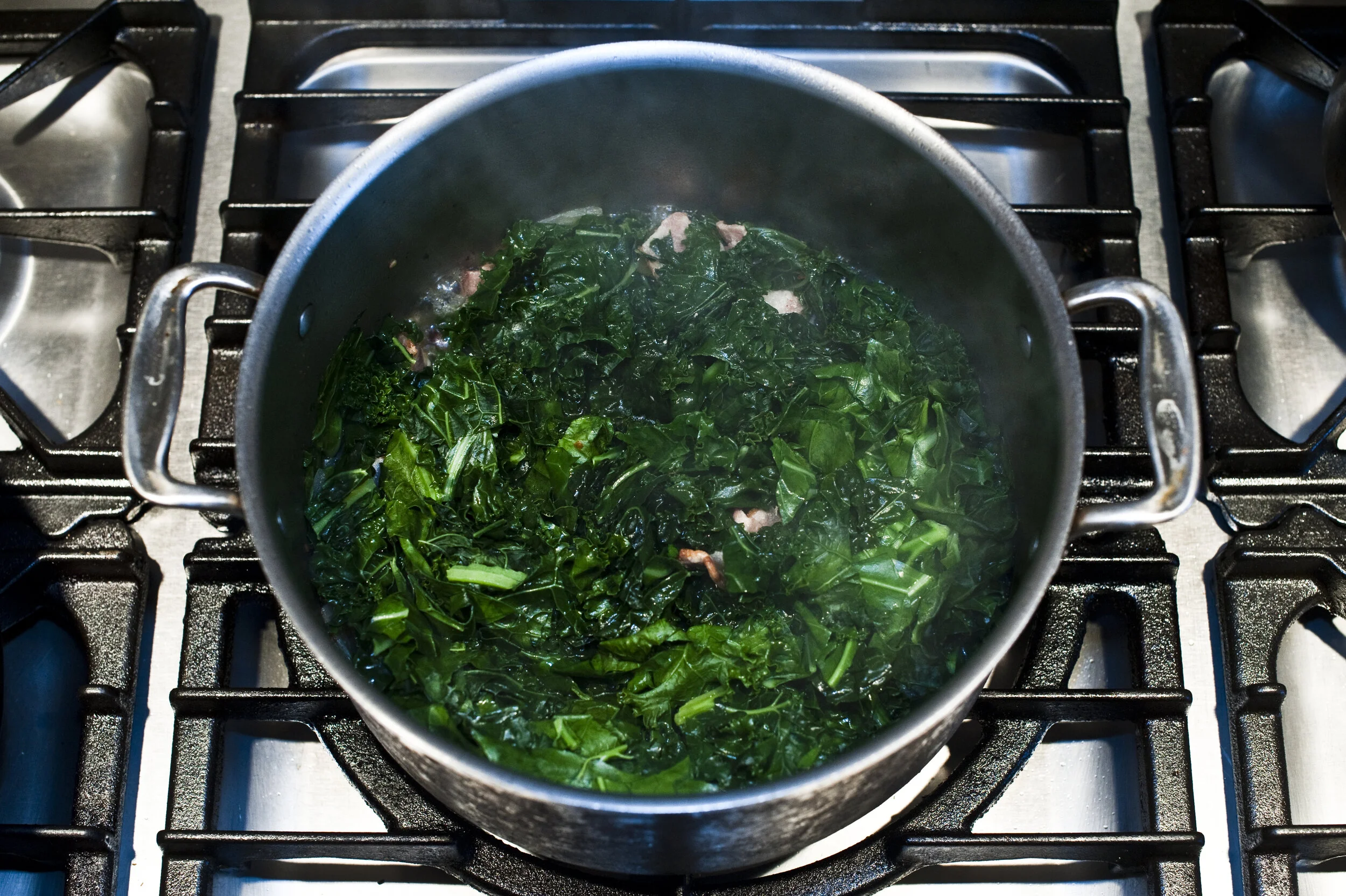 Cooked greens kale mustard greens chard