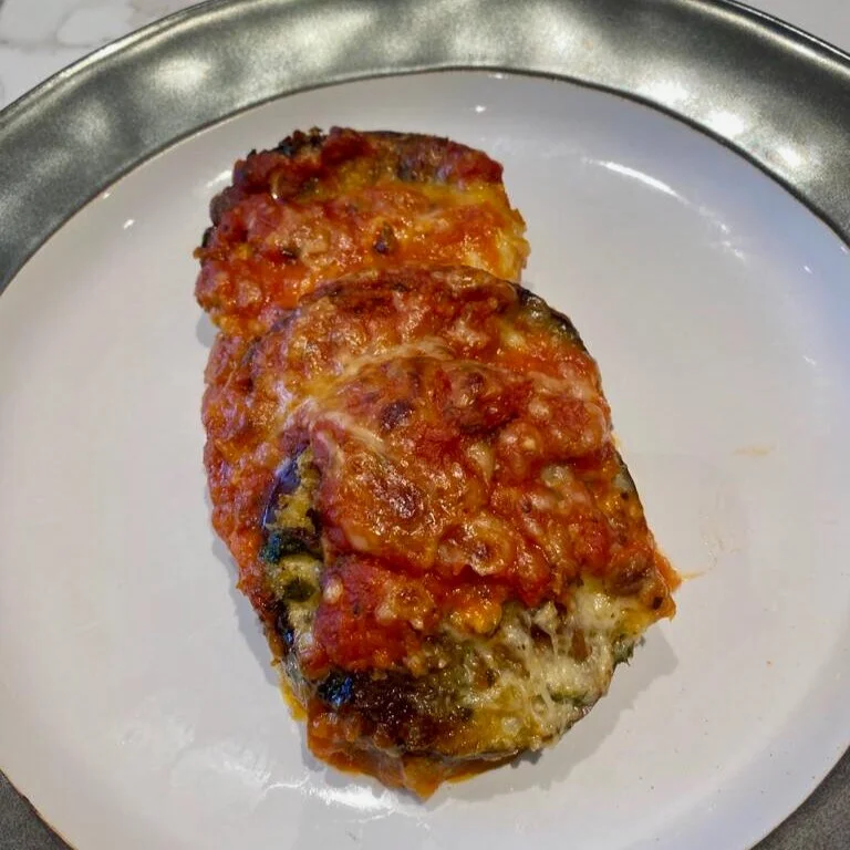 serving of eggplant Parmesan