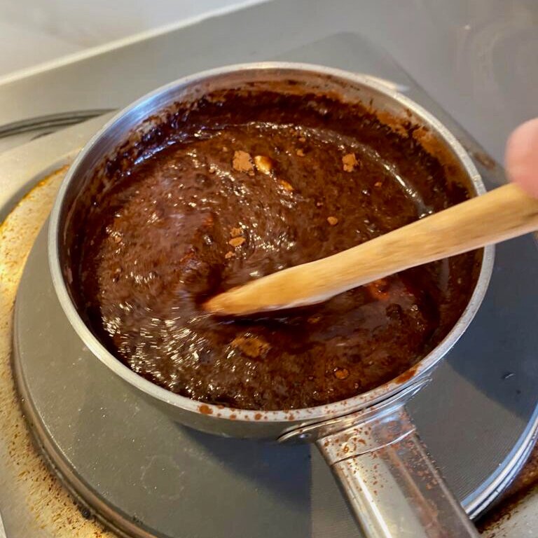 making hot fudge sauce