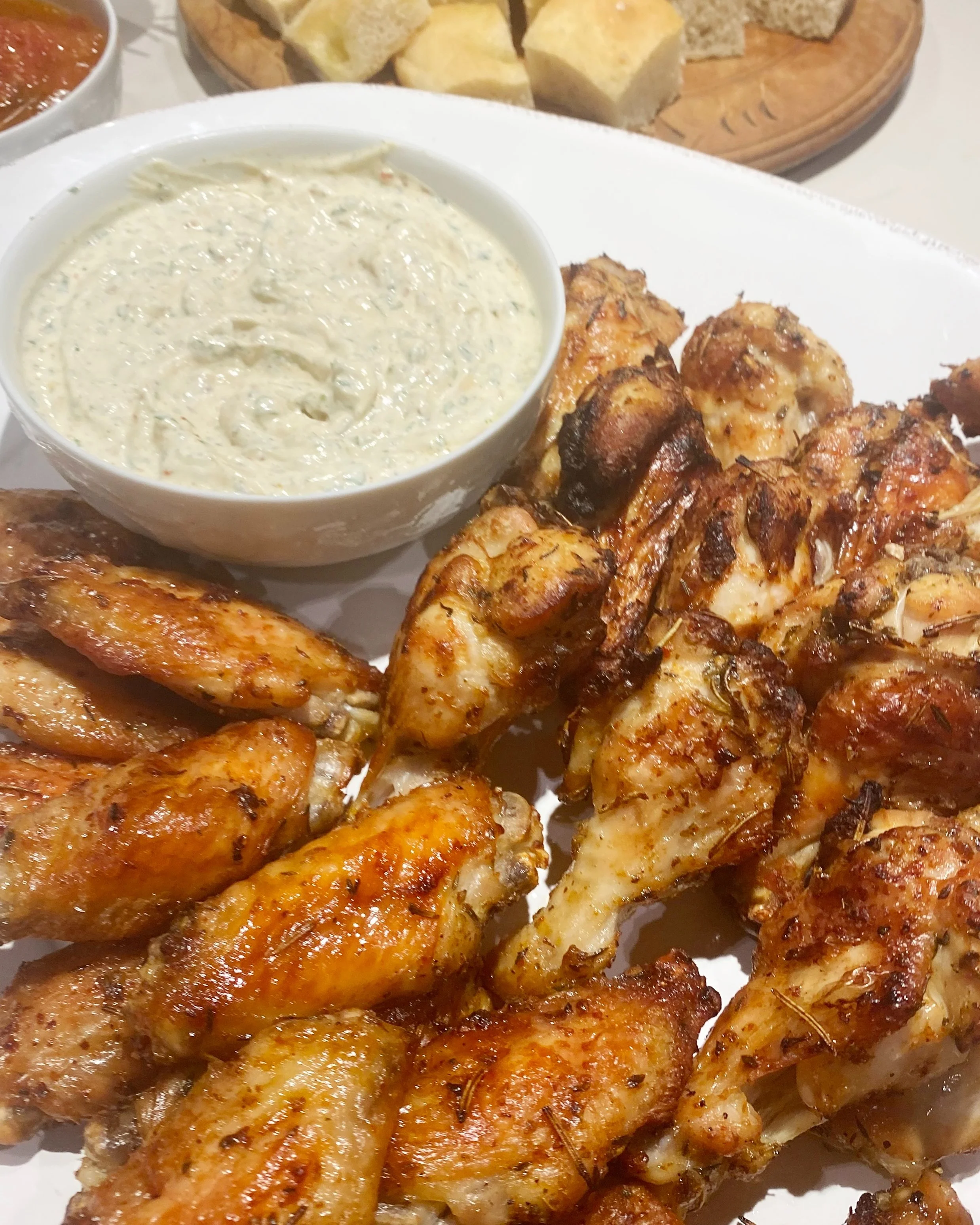 Italian Chicken Wings and Yogurt Dipping Sauce