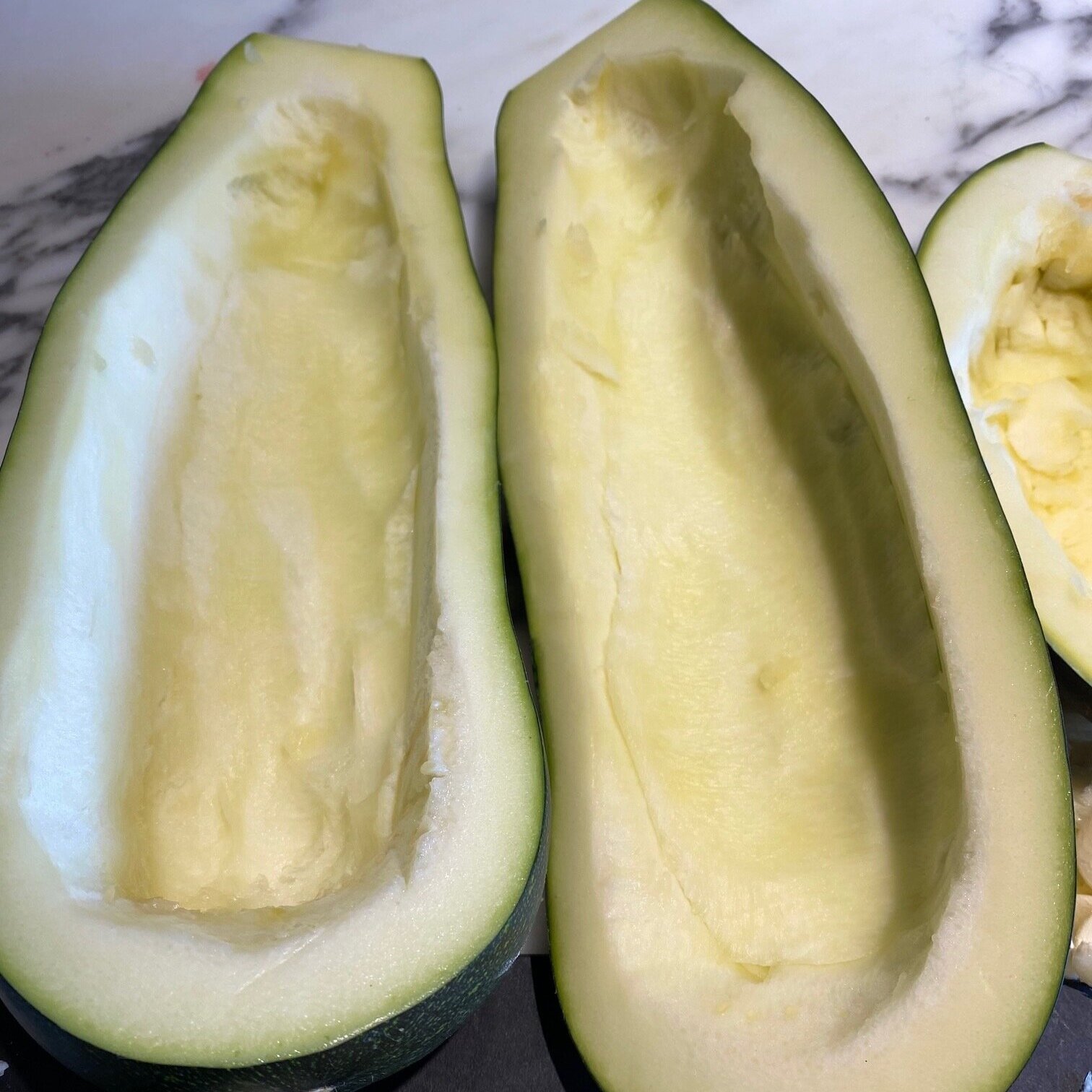 hollowed out zucchini