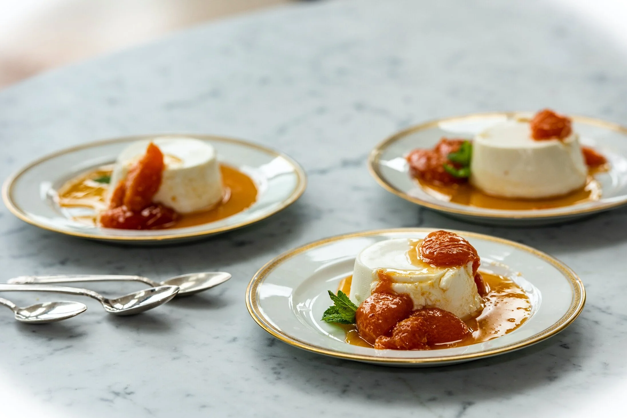 Poached Apricots with Panda Cotta