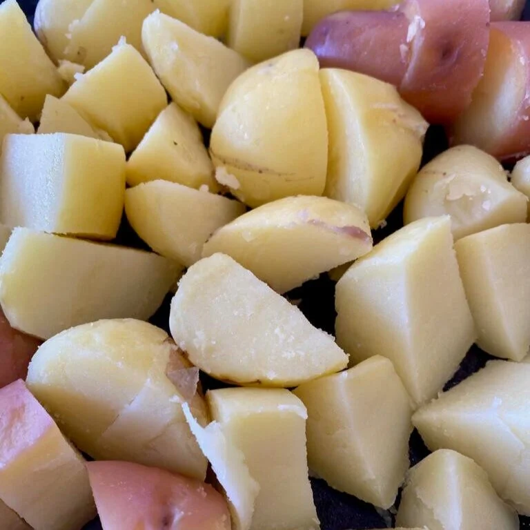 chopped potatoes for nicoise