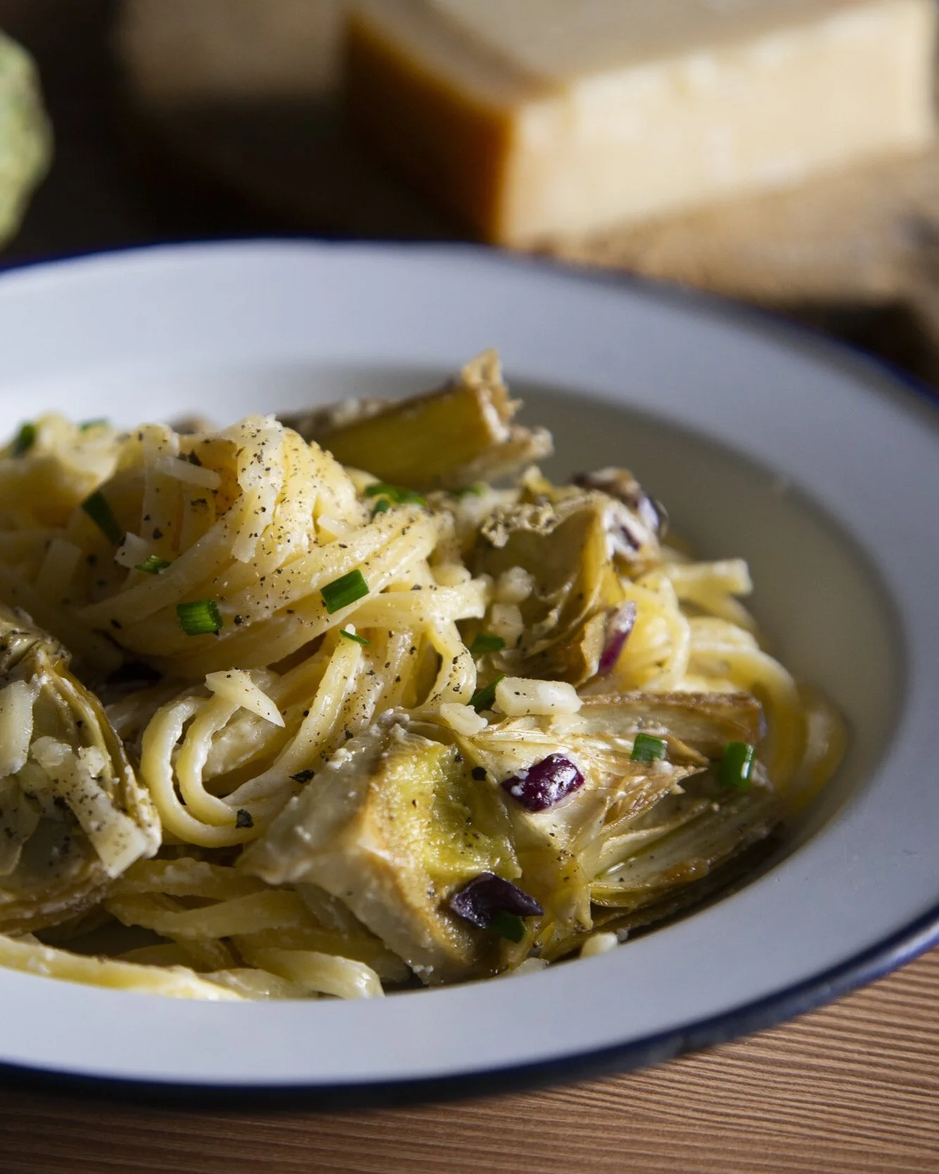 Spaghetti with Artichokes and Mushrooms