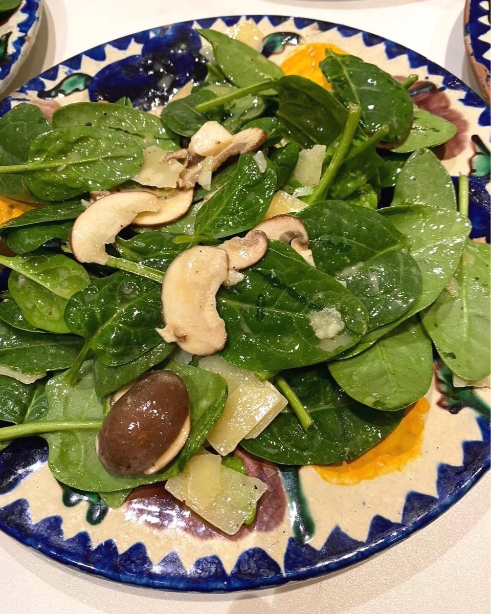 spinach mushroom parmesan salad