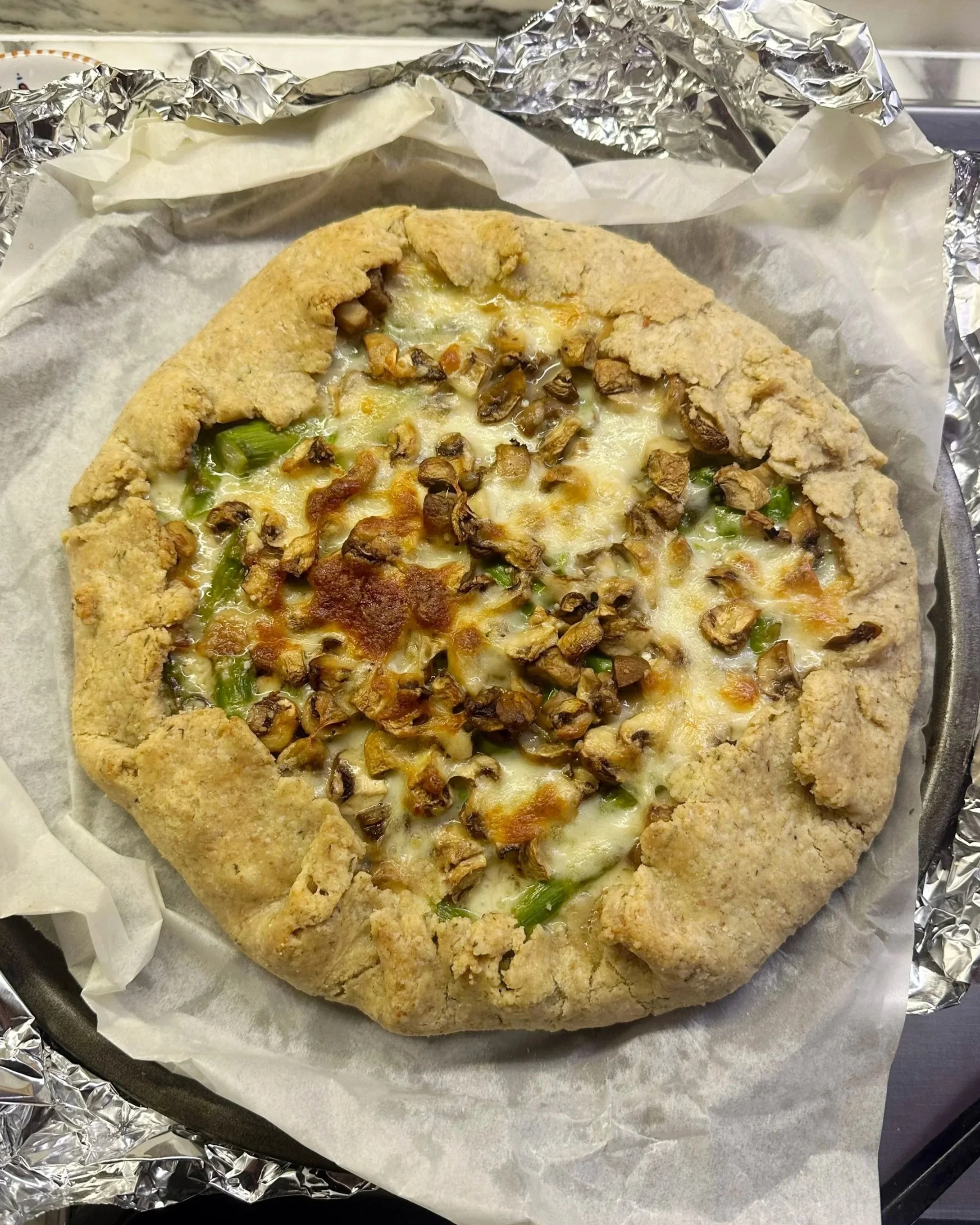 Spinach, Asparagus, and Mushroom Galette