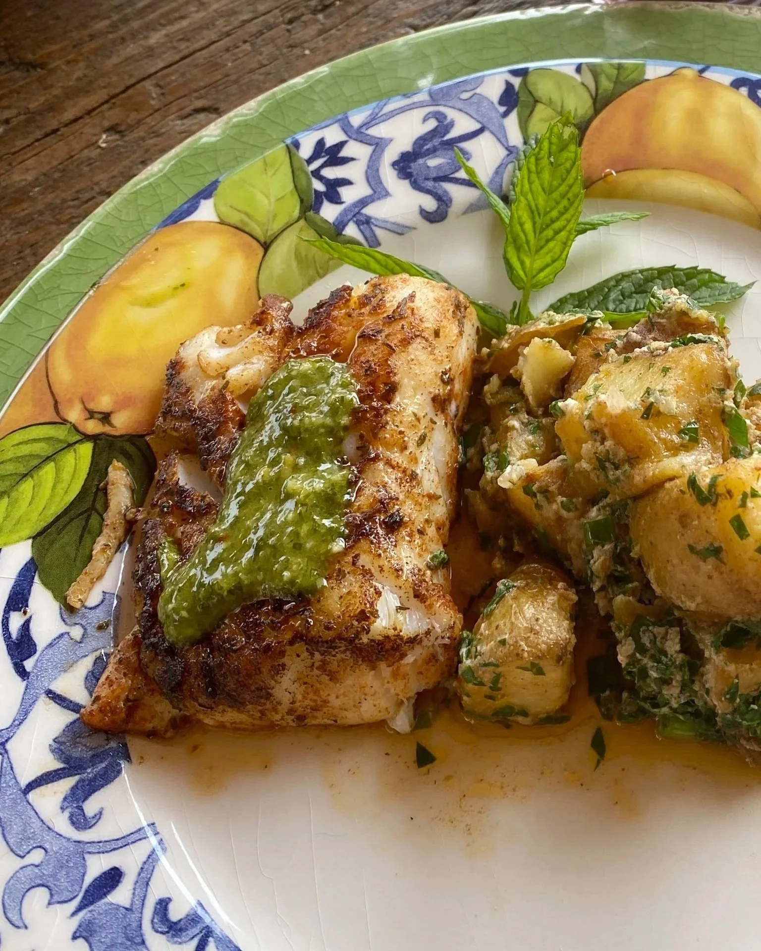 Pan Seared Fish with Green Sauce