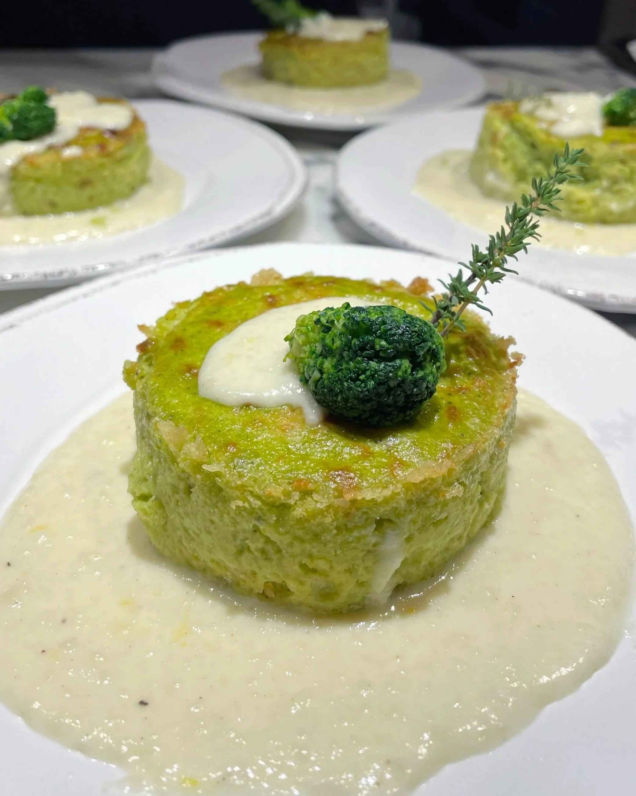 Broccoli Sformatino with Pecorino Cream Sauce