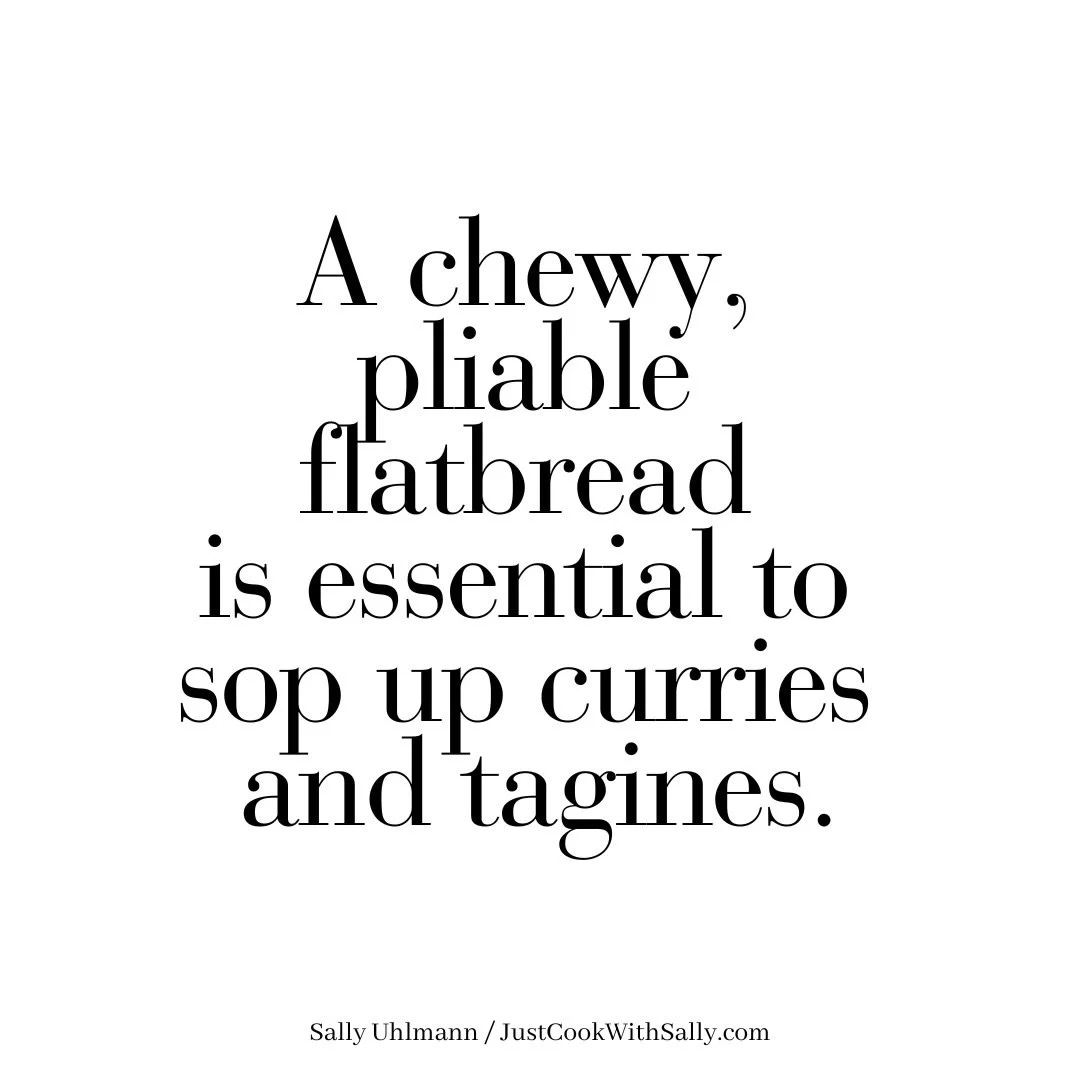 I cook my flatbread on the back side of a slightly rounded, 12-inch-diameter pan with wooden handles, placed directly over a gas burner on the stove. The handles lift the pan above the flame and add stability. 
+
I use that pan only for flatbread bec
