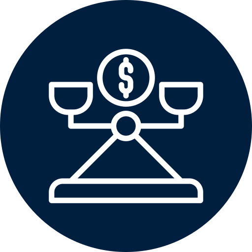 Icon of a house with a bar graph and upward arrow inside