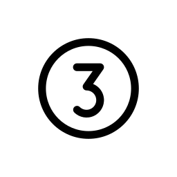 Number three inside a black and white circle.
