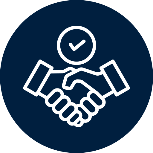 Icon of a person with a speech bubble showing a rising bar chart and upward arrows representing growth or progress.