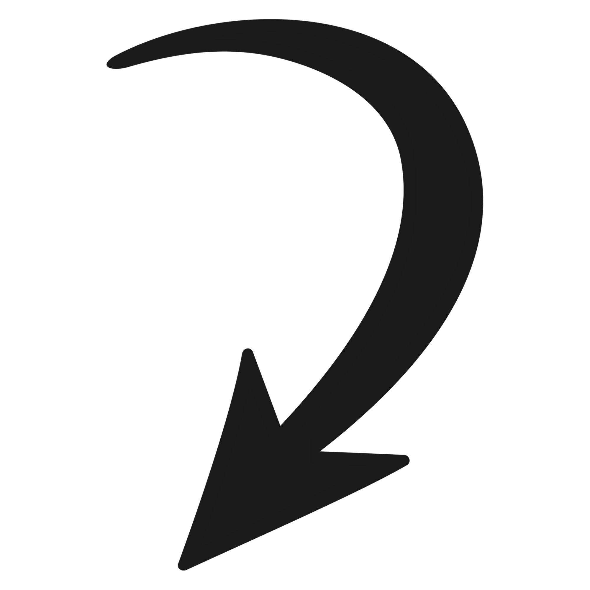 A black arrow pointing downward.