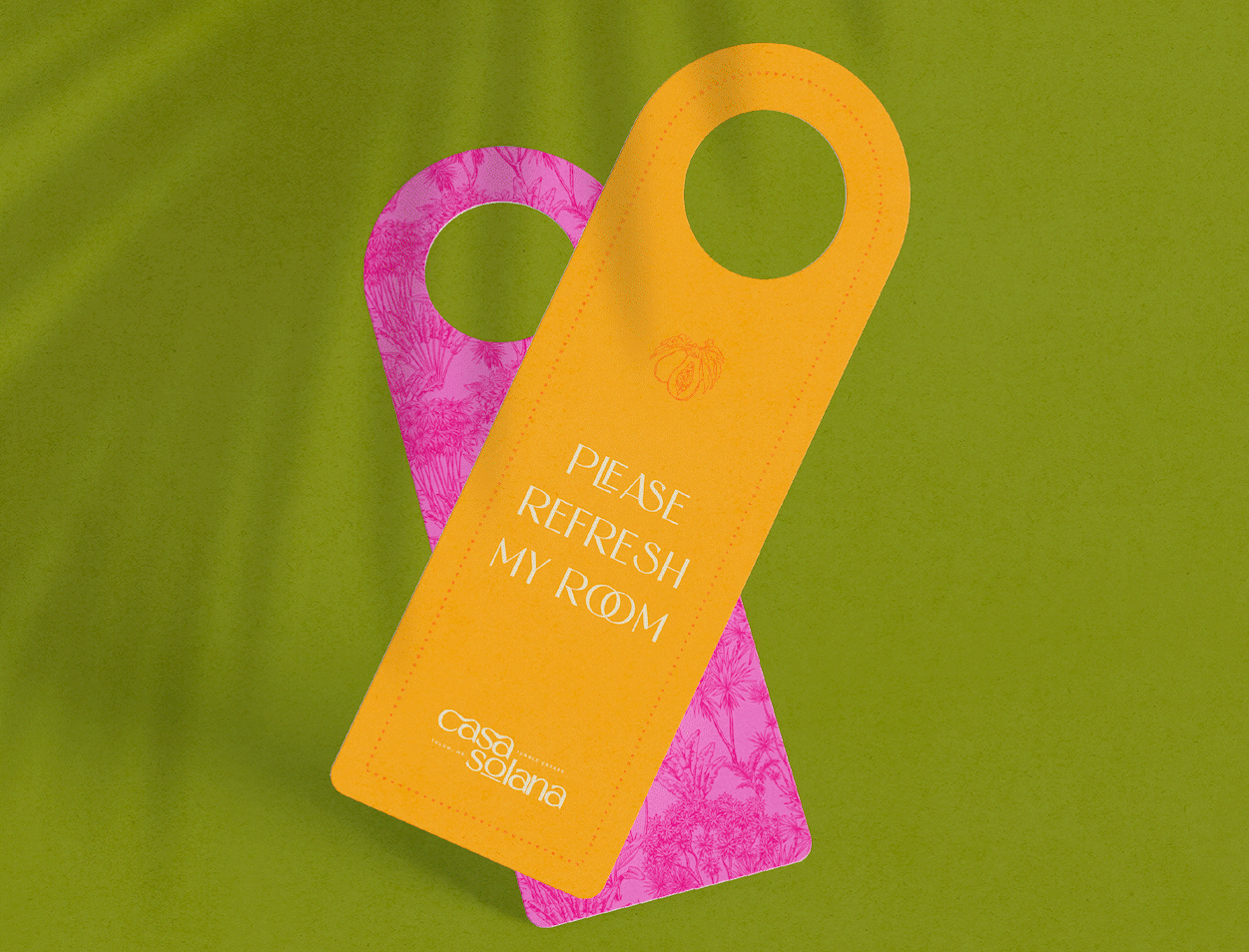 Casa Solana's branded room door hangers