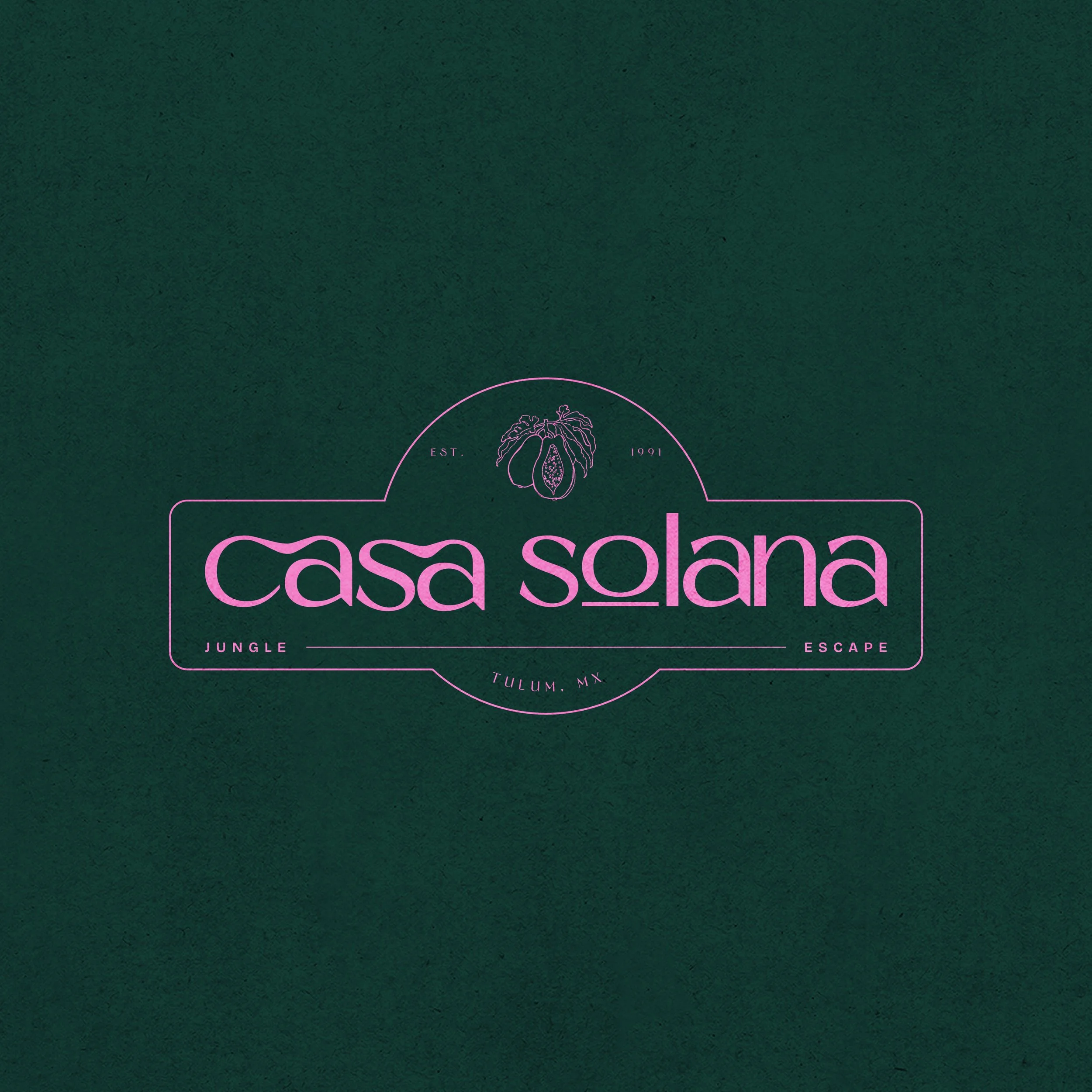 Casa Solana's Emblem showcased on a deep green background.