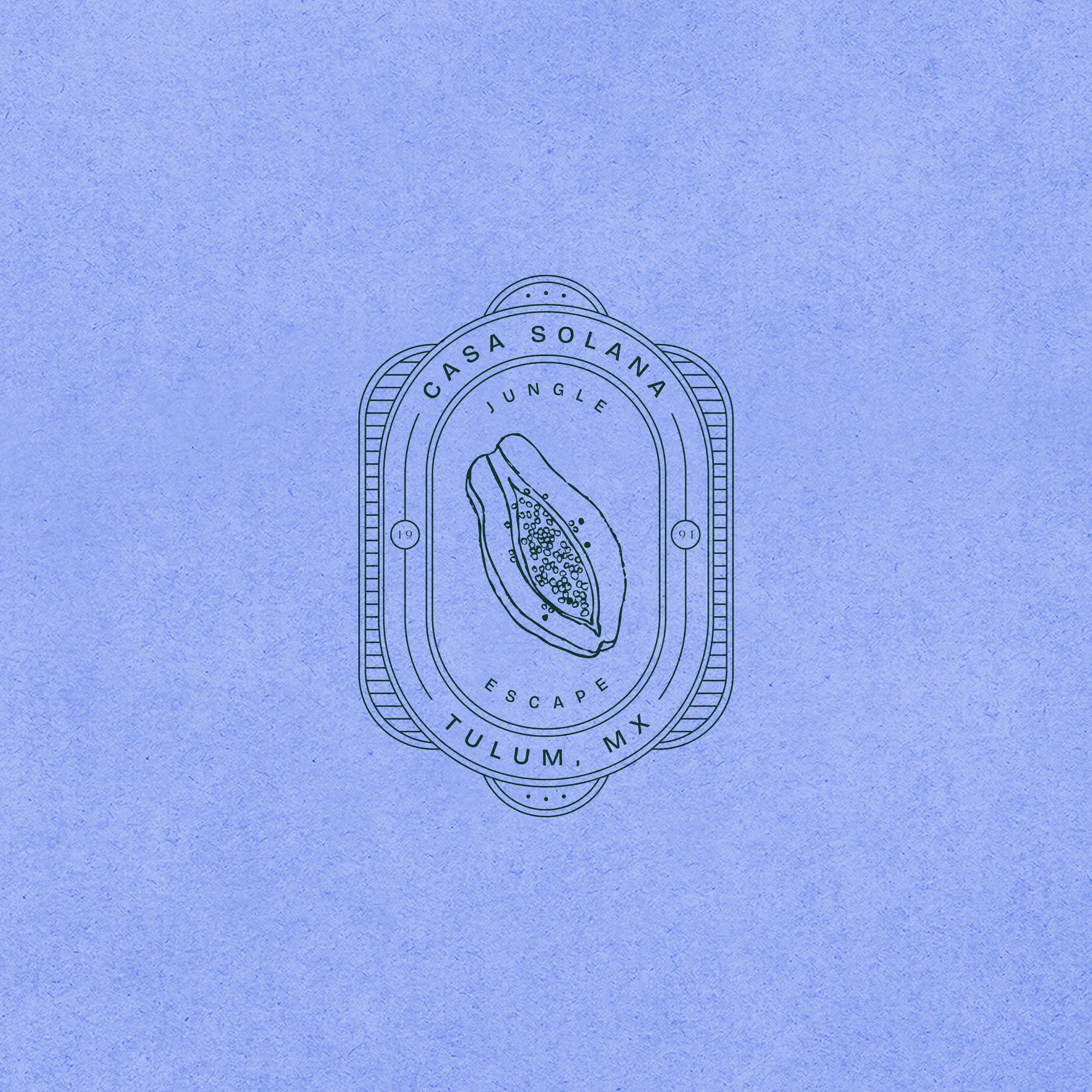 Casa Solana's Emblem showcased on a cool blue background.