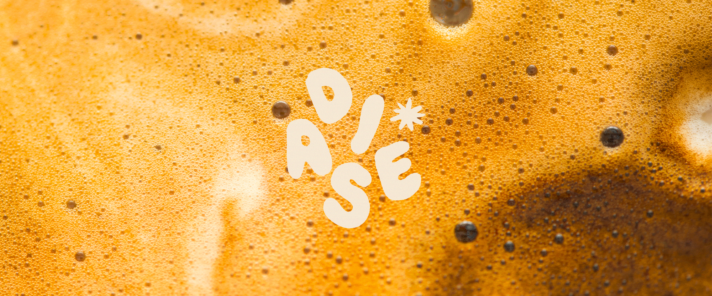 Close-up of different coffee drinks with the words 'Daise & Spill' written in white text over the foam.