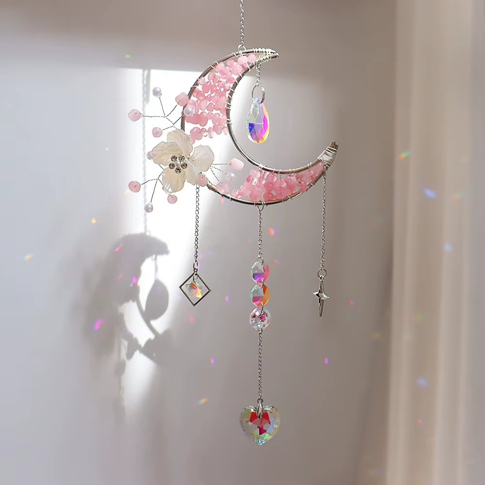 Moon flower crystal suncatcher