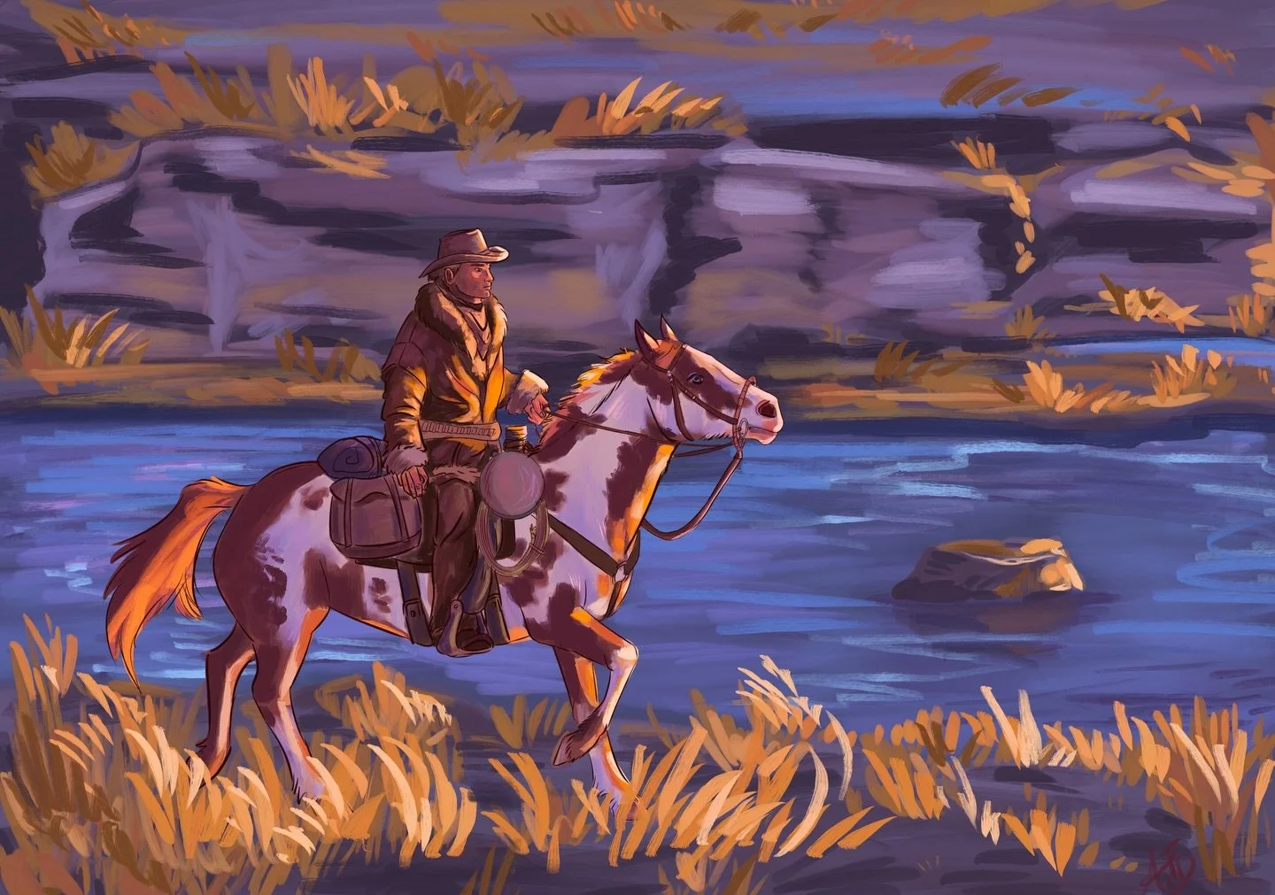 Just traveling through 🌅 🐴 

#hidalgohorse #painthorseart #digitalhorsepainting