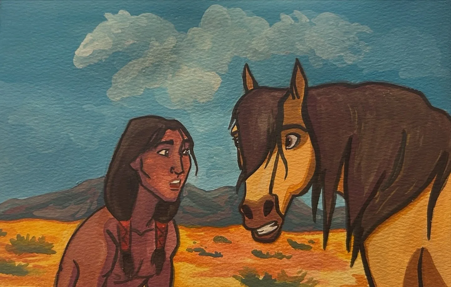 A gouache spread for a lifelong favorite of mine

🚂 
🐴 
🦅 

#spiritstallionofthecimarron #spiritstallionofthecimarronfanart #spirithorsepainting #dreamworksspirit dreamworksspiritstallionofthecimarron