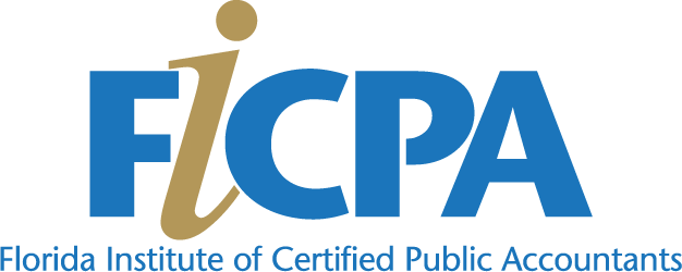 Logo of Florida Institute of Certified Public Accountants (FICPA) with blue and gold colors