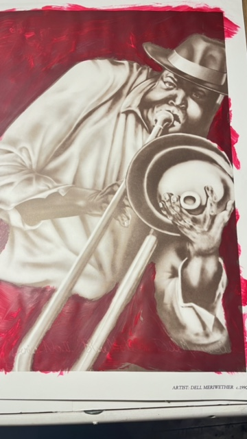 Blue Note, Embellished giclée print of Soulful Jazz Musician, numbered and signed