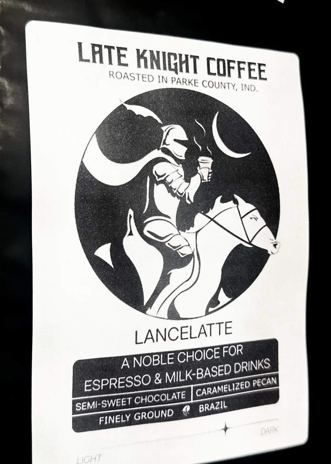 Late Knight Coffee logo, a locally roasted coffee company based in Rosedale, Indiana offering specialty coffee blends.