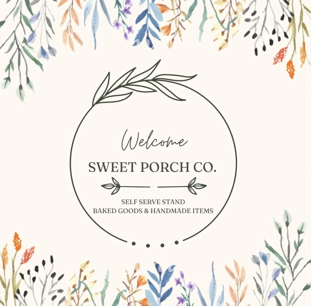 Sweet Porch Co. logo, a small bakery based in Veedersburg, Indiana offering homemade baked goods.