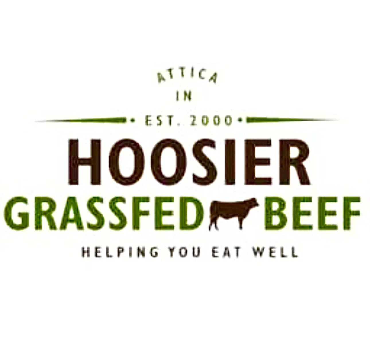 Hoosier Grassfed Beef logo, a farm based in Attica, Indiana offering assorted high-quality grassfed beef products.