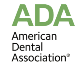Logo of the American Dental Association with green letters 'ADA' and black text below. Chicago Dental Anesthesia, Sedation, Illinois.