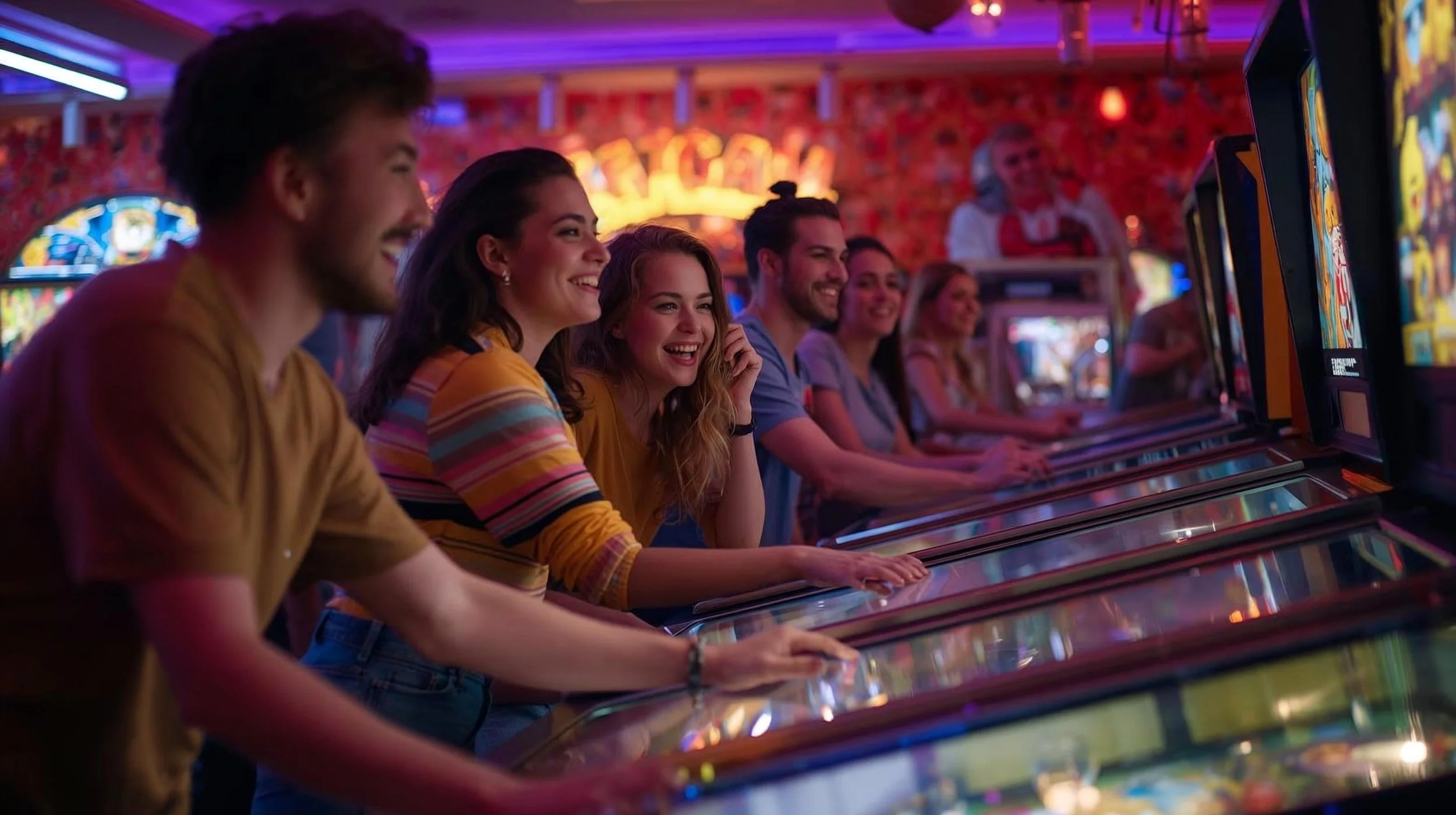 young adults having fun pinball arcade.jpg