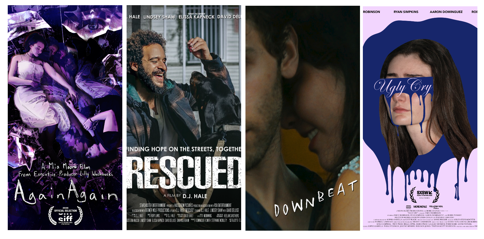 Posters from the four officially selected films in the Long Beach Film Festival