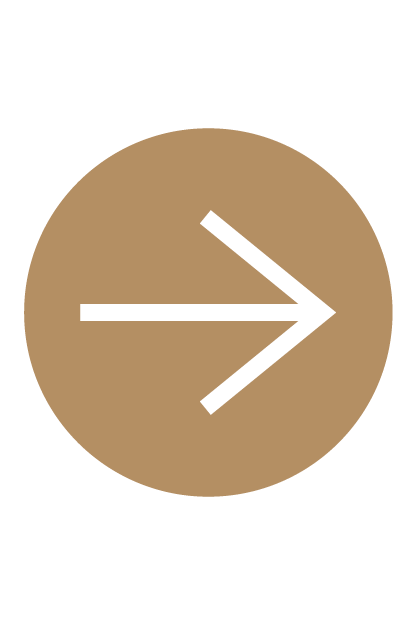 White arrow pointing to the right inside a brown circle.