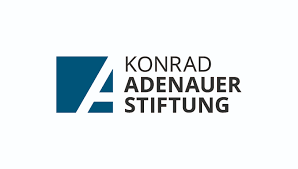 Logo of Konrad Adenauer Foundation with a blue geometric shape and black text