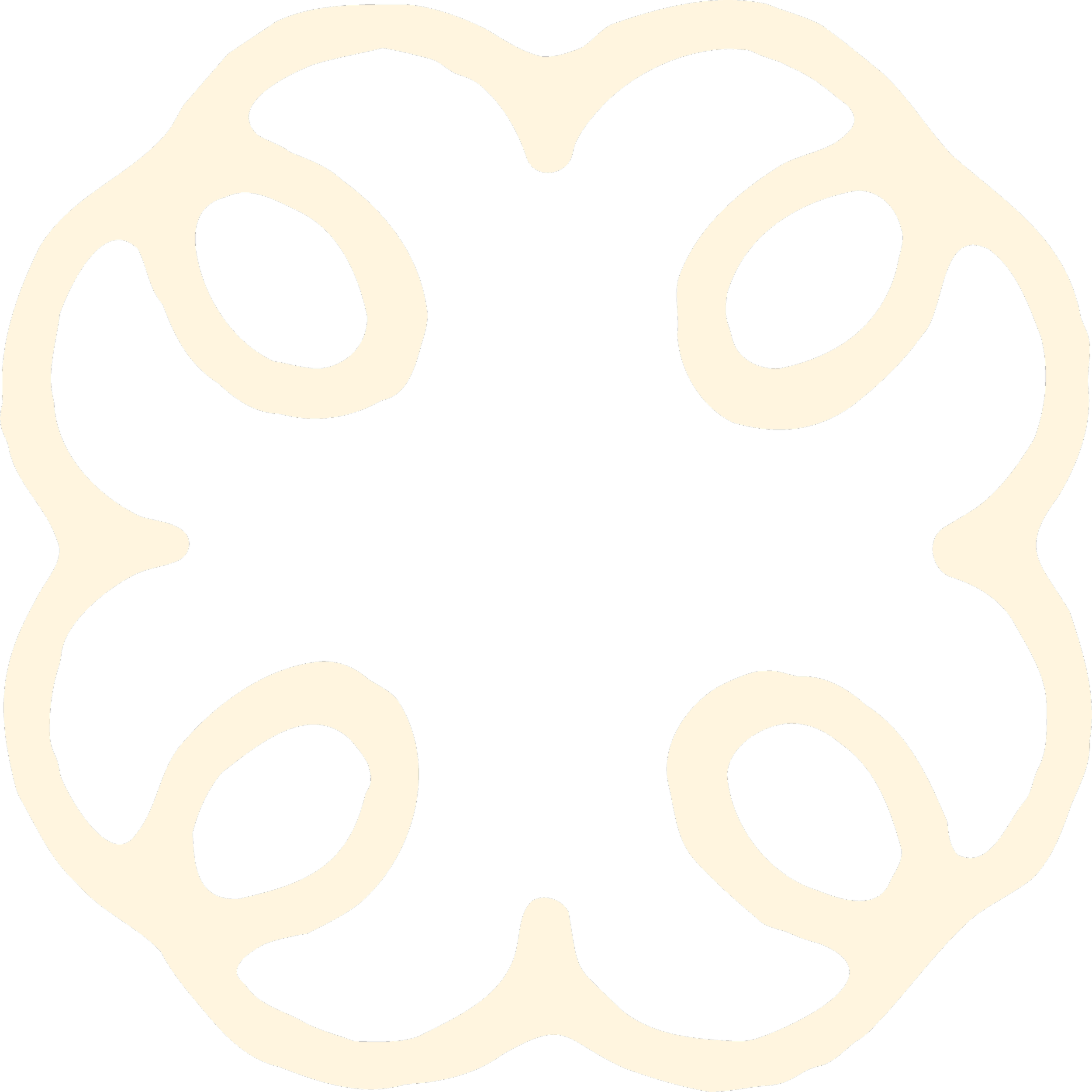 A black and white abstract symmetrical pattern resembling a floral or geometric design.