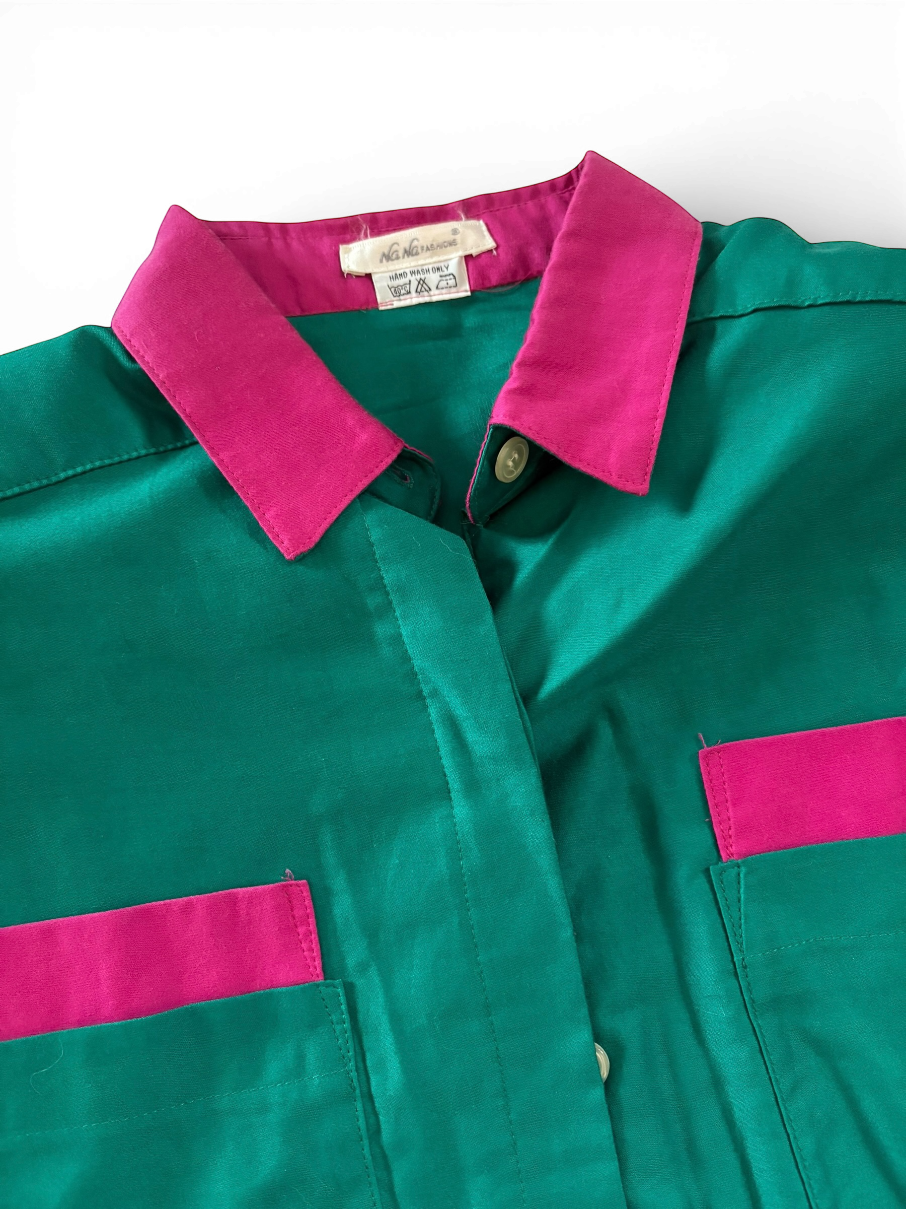 Vintage Green with Pink Detail Top