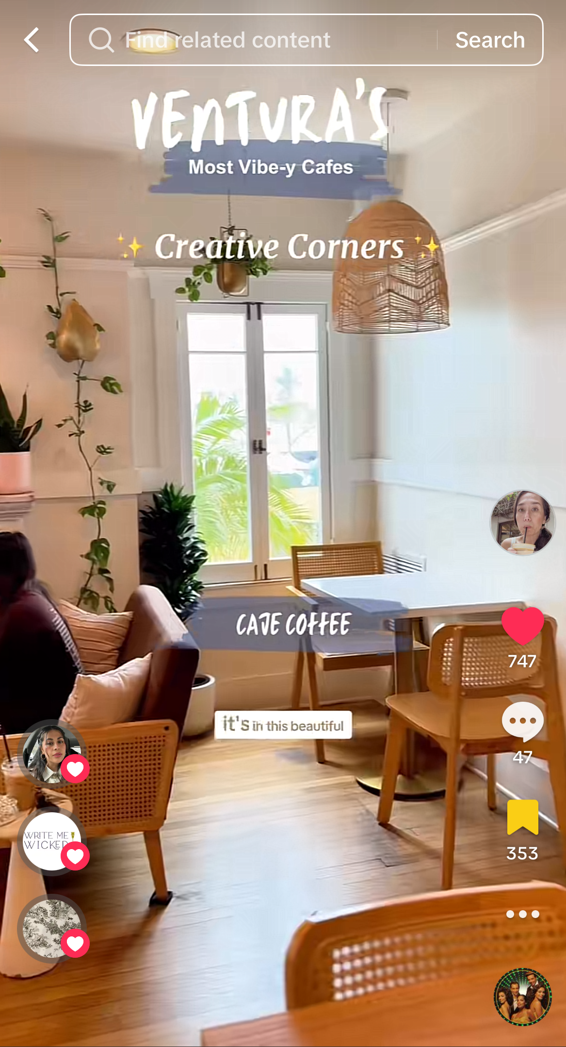 Interior of a cozy cafe with wooden furniture, potted plants, and natural light from a window, featuring decor and a casual atmosphere.
