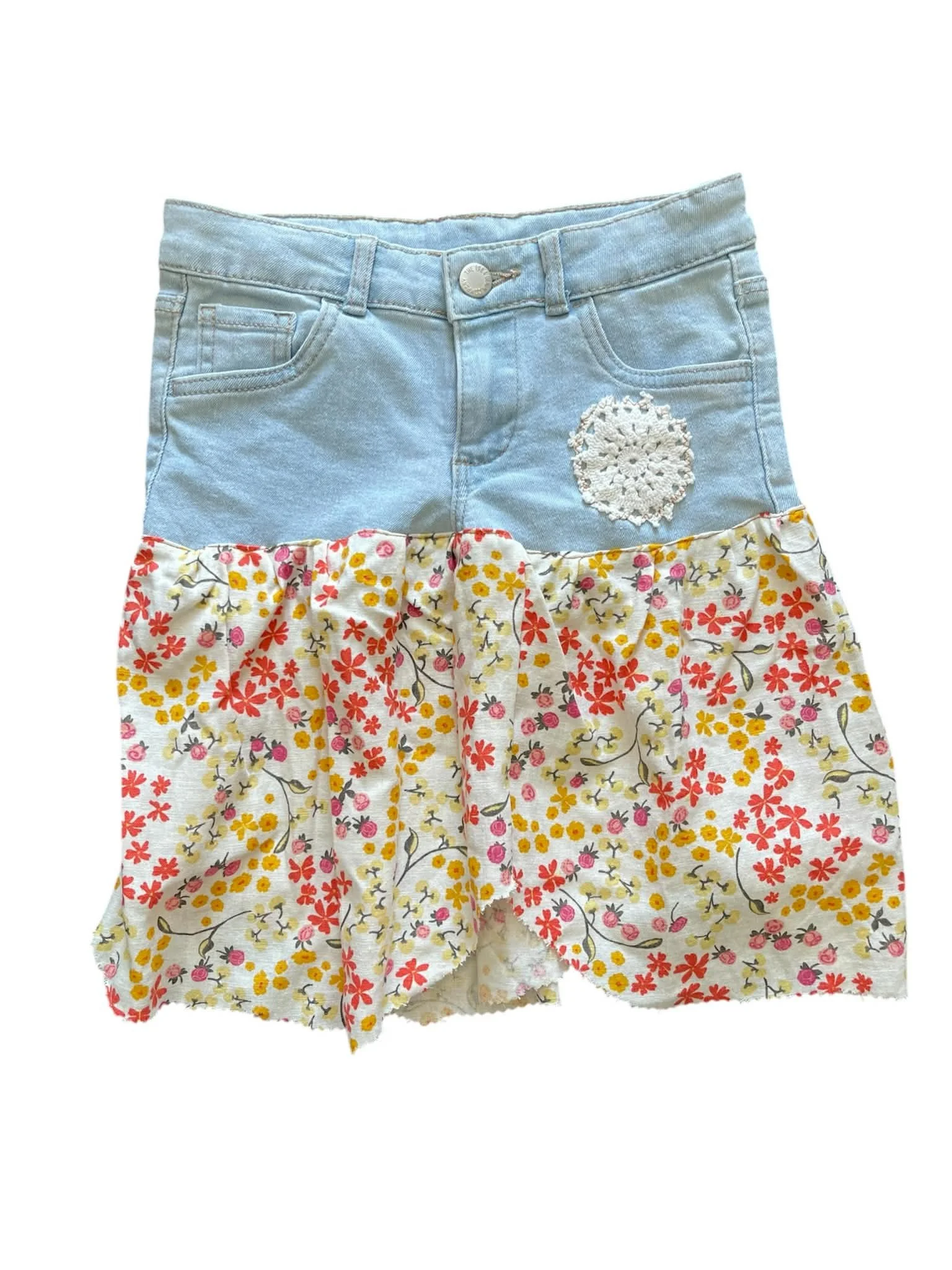 Vintage Floral Patch Peg Skirt
