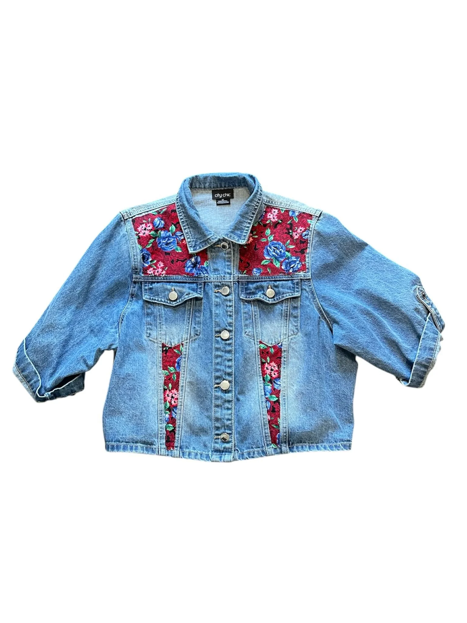 City Chic Upcycled Cropped Patchwork Jacket