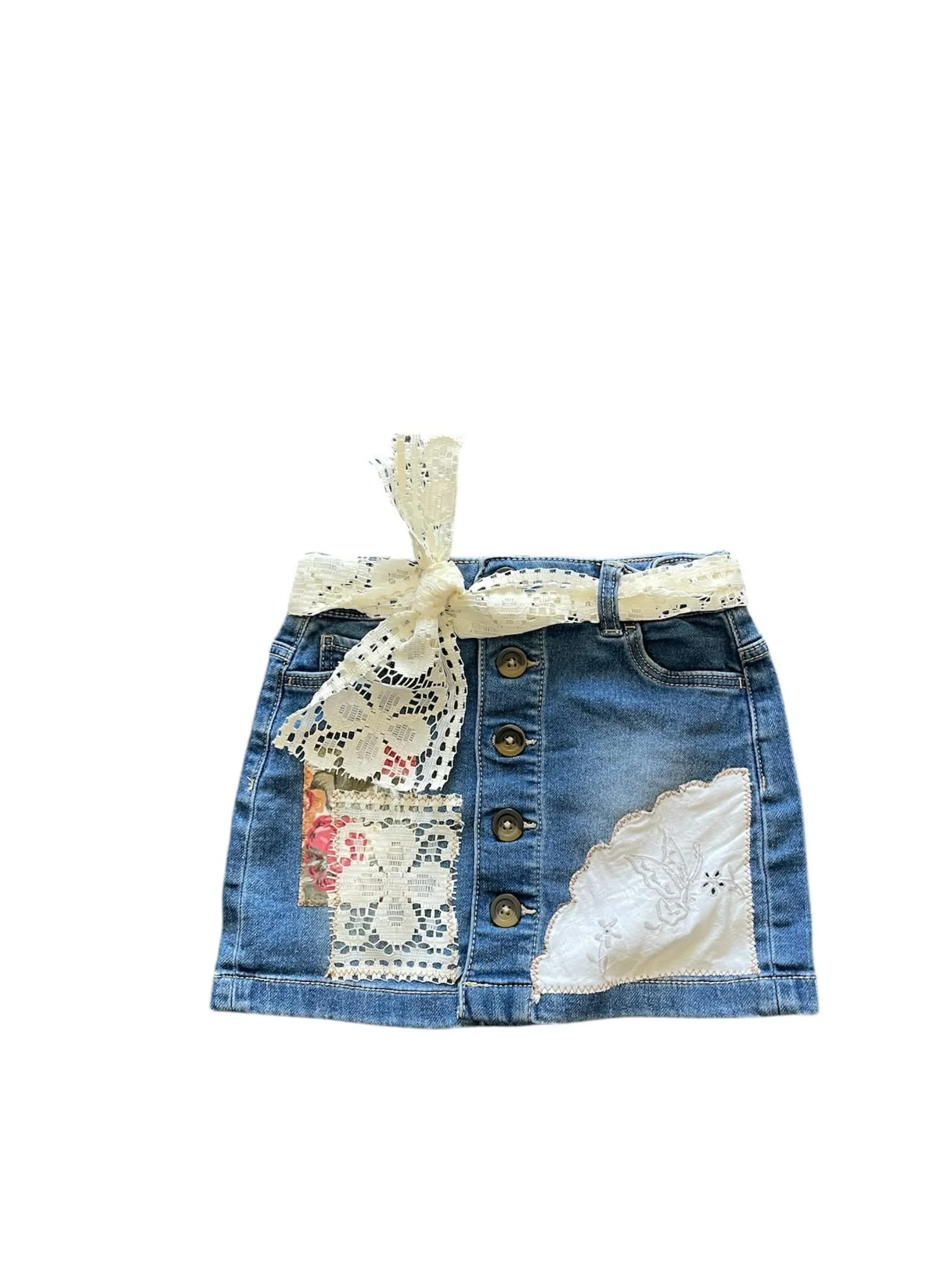 Lace & Shine Upcycled Denim Kids Skirt