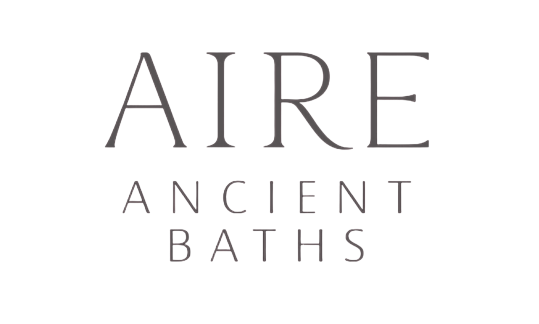 Logo for 'Airy Ancient Baths' with stylized text and a dark background.