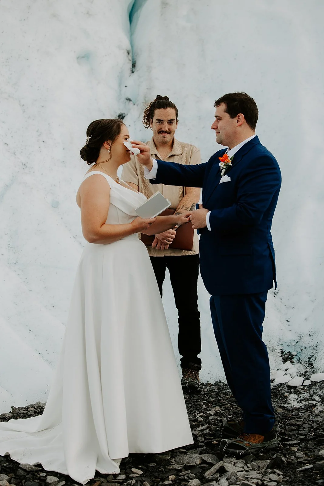 couple eloping in Alaska at Matanuska Glacier