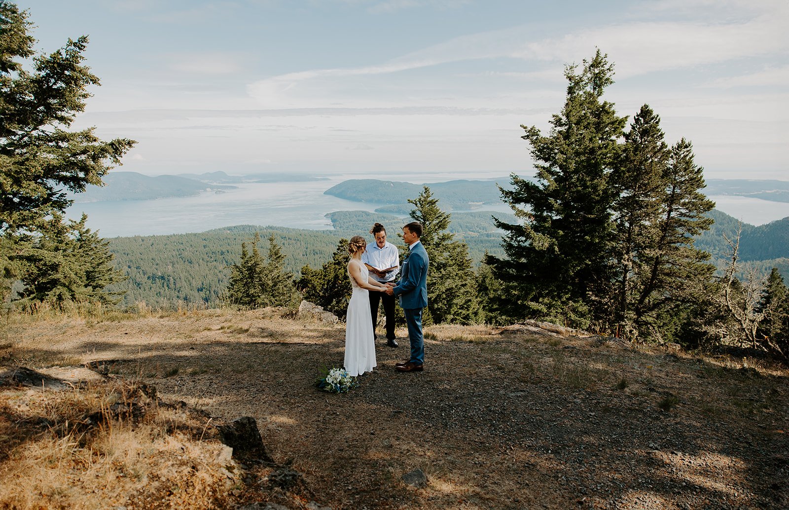 photographer pablo cruz shoots elopement in Orcas Island Washington. after a nice hike he officiates with a unique ceremony