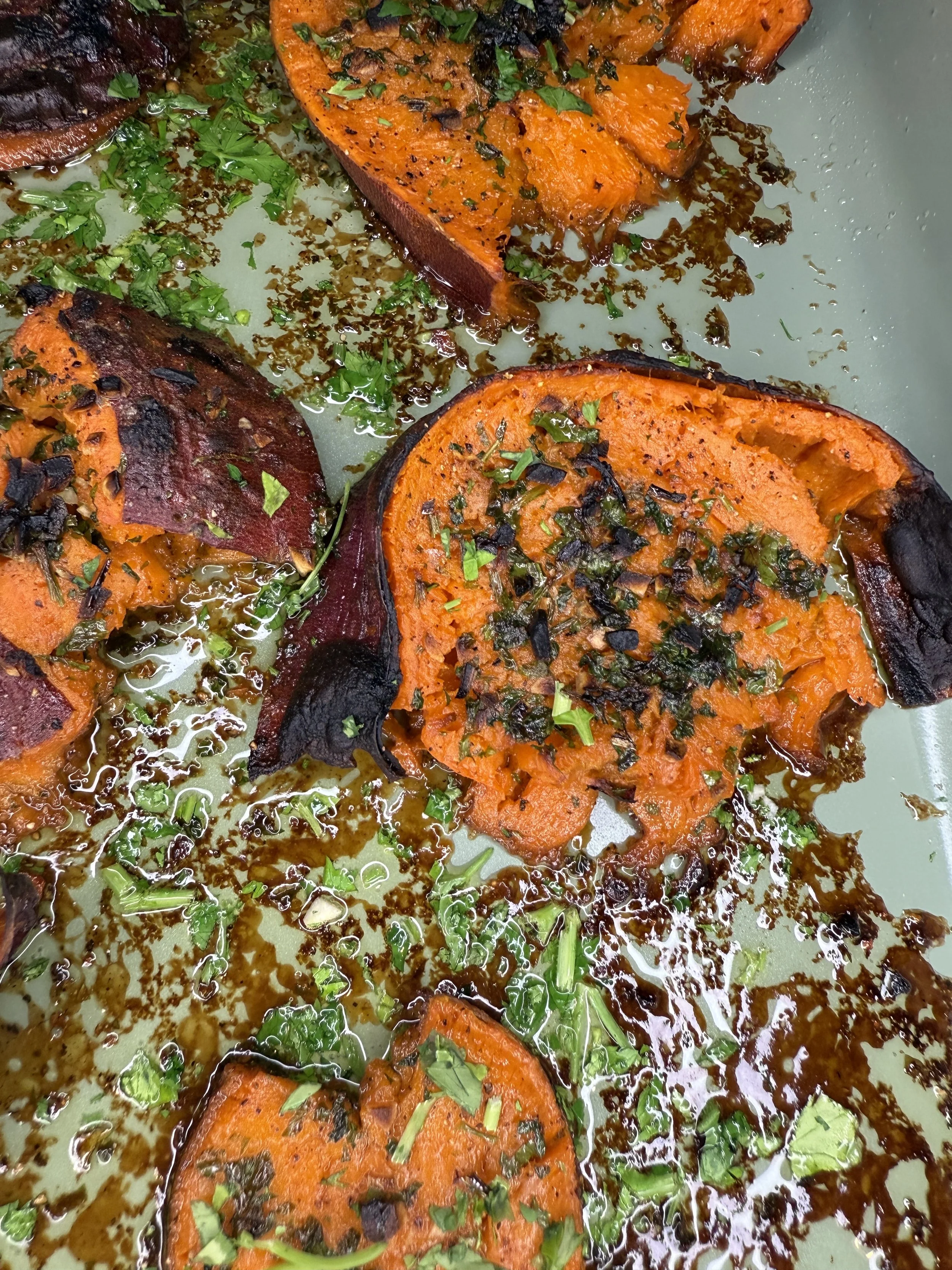 Crispy Smashed Sweet Potatoes