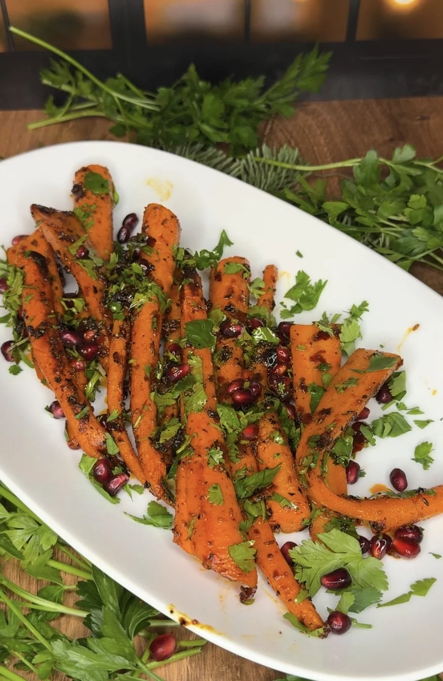 Roasted Harissa Carrots with Pomegranate