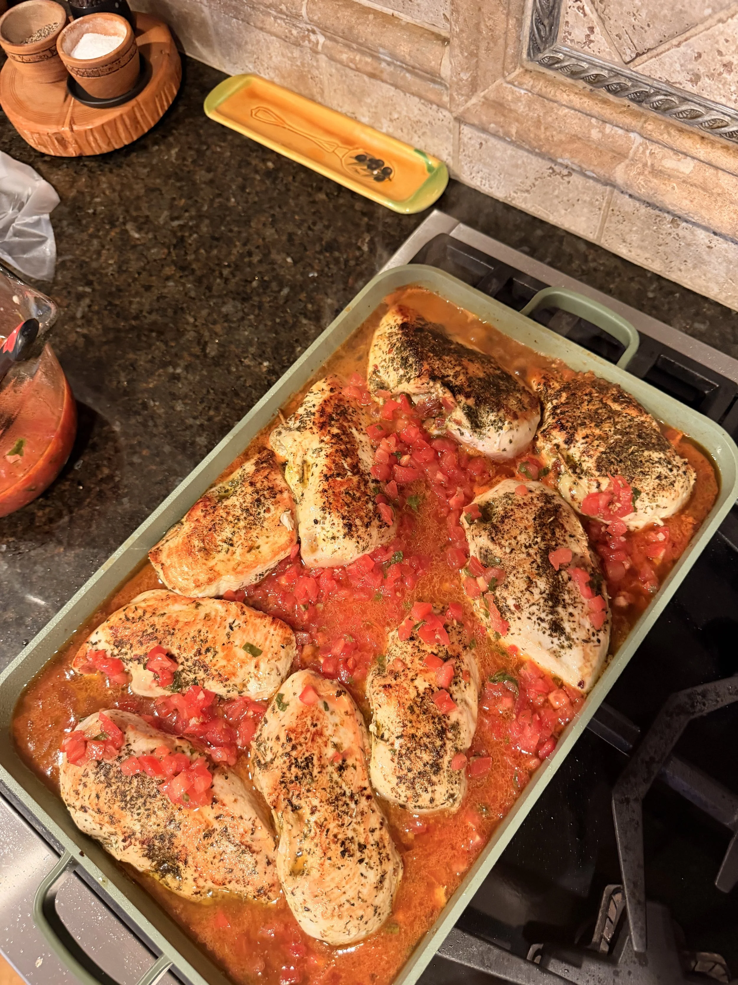 Caprese Stuffed Chicken in Bruschetta Sauce