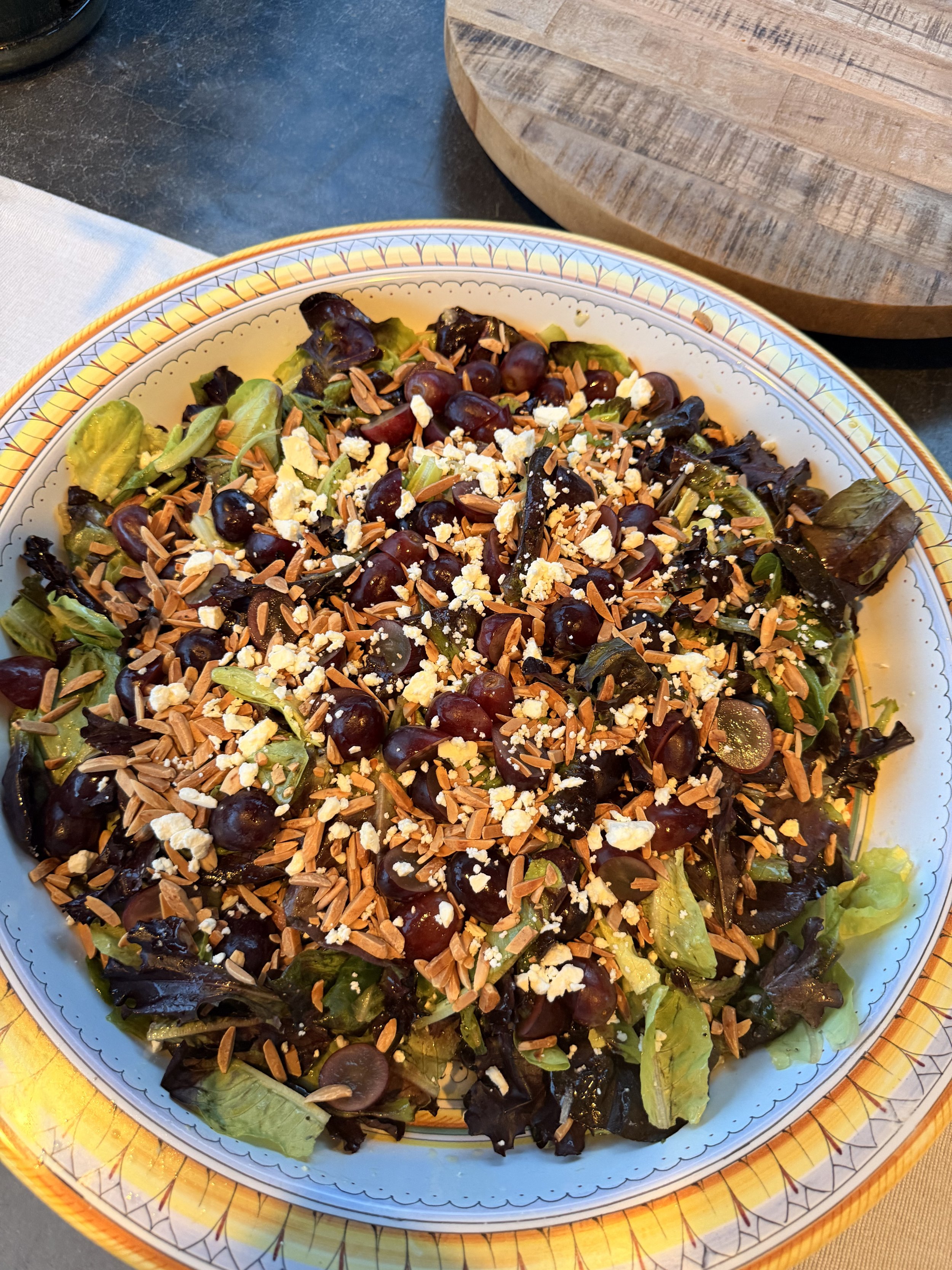 Grape, Feta &amp; Toasted Almond Salad with Lemon Vinaigrette