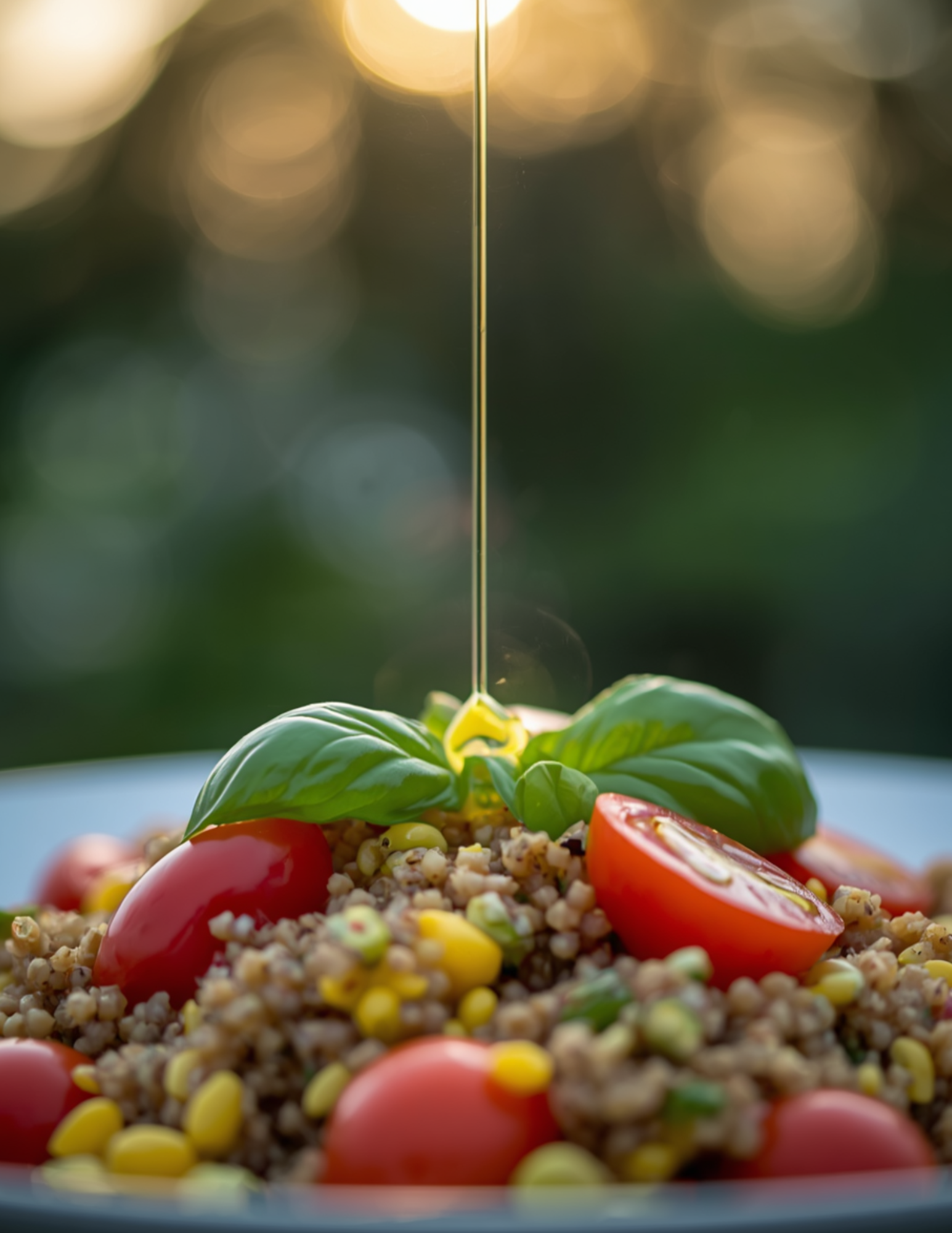 Quinoa, Cherry Tomato, Corn and Basil Salad