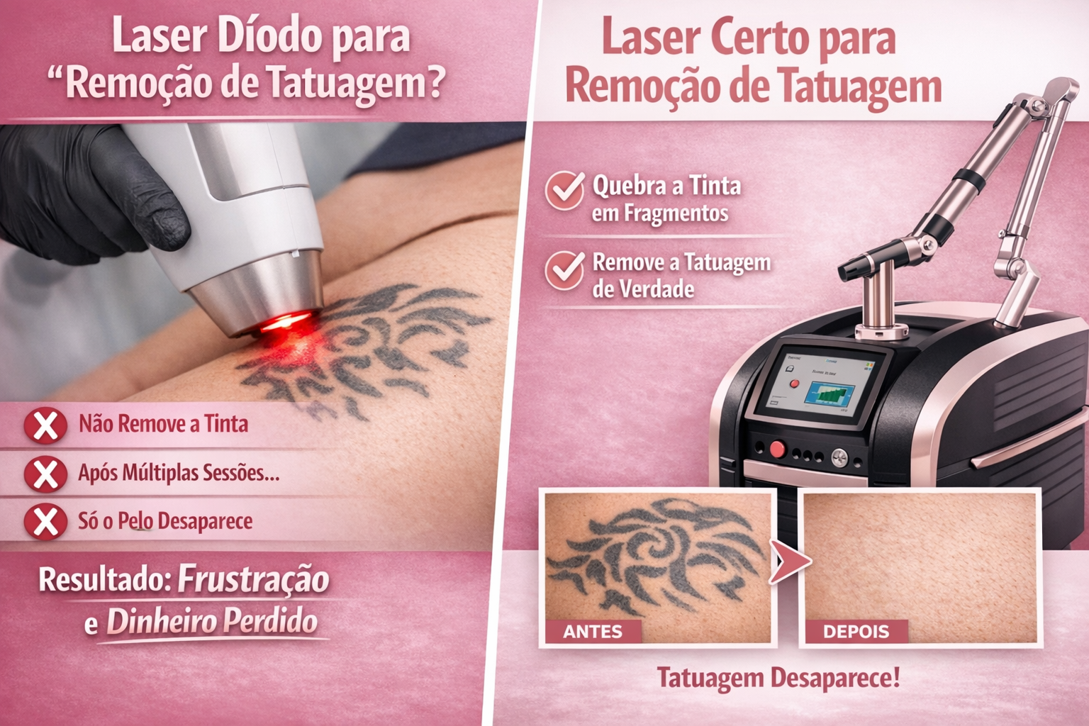 Porque não pode usar o laser díodo para remover tatuagens